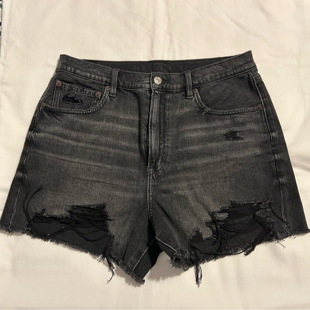 American Eagle Outfitters Charcoal Distressed Jean Shorts